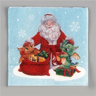 Салфетки бумажные однослойные «С Новым годом. Дедушка Мороз», 24 × 24 см, в наборе 20 шт.
