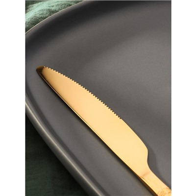 Нож столовый из нержавеющей стали Magistro «Лин GOLD», длина 22,5 см, на подвесе, цвет золотой