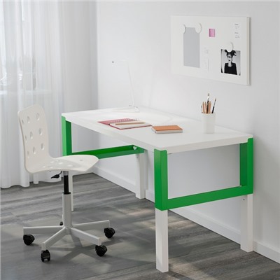 PÅHL ПОЛЬ, Письменный стол, белый/зеленый, 128x58 см