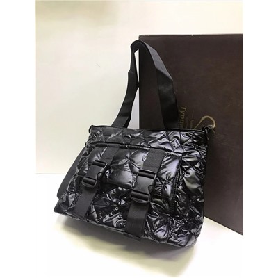 Женская сумка Экокожа+плащевка стеганная с 2-я ремнями черный