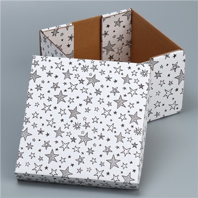 Складная коробка белая «Звезды», 22х22х15 см