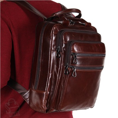Рюкзак мужской кожаный 7325G brown Fuzhiniao