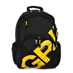 Рюкзак молодёжный с эргономичной спинкой Grizzly, 42 х 30 х 22, для мальчиков, чёрный/жёлтый