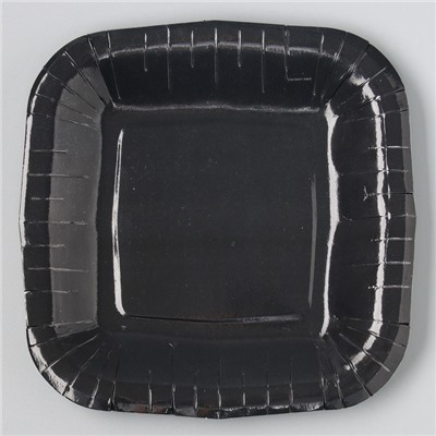 Тарелка бумажная квадратная "черная",квадратная, 16,5х16,5 см