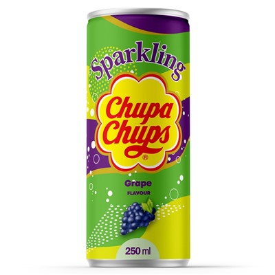 Газированный напиток Chupa Chups Grape со вкусом винограда, 250 мл