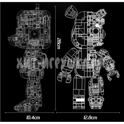 Конструктор Медведь BearBrick Kaws 800 дет. 188001, 188001