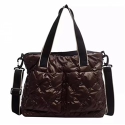 Женская сумка Экокожа+плащевка стеганная с ремнем коричневый