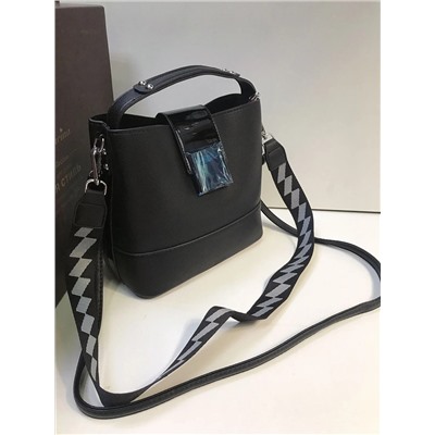 Женская сумка Экокожа двойной ремень квадратная пряжка черный