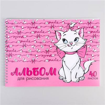 Альбом для рисования 40 листов на гребне, А4, "Кошечка Мари", Коты-аристократы