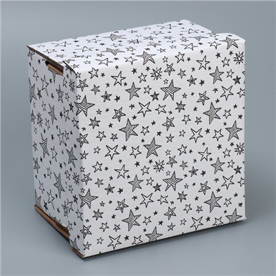 Складная коробка белая «Звезды», 22х22х15 см
