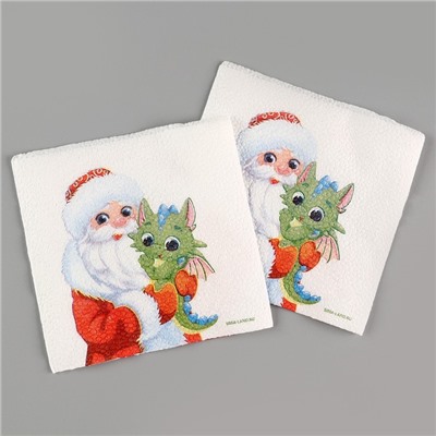 Салфетки бумажные однослойные «С Новым годом. Дед Мороз и дракон», 24 × 24 см, в наборе 20 шт.
