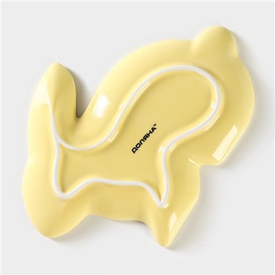 Блюдо керамическое сервировочное Доляна «Милашки. Зайка», 17,8×12,8×1,5 см, цвет жёлтый