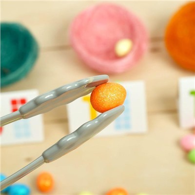 Набор для сортировки «Цветные гнёздышки»: яички, карточки, гнёзда, пинцет, по методике Монтессори