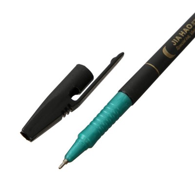 Ручка шариковая 0,7 мм стержень синий, корпус чёрный, держатель МИКС (штрихкод на штуке)
