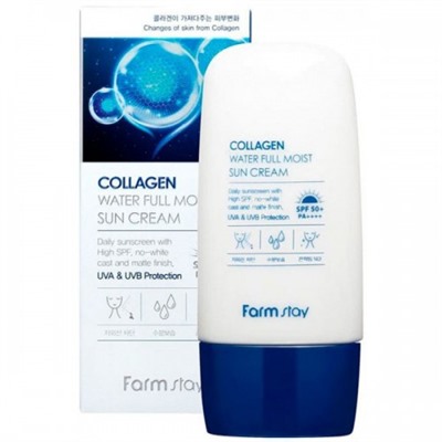 Увлажняющий солнцезащитный крем с коллагеном FARMSTAY Collagen Water Full Moist Sun Cream SPF50+ PA++++, 50 мл.