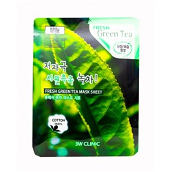 [3W CLINIC] Тканевая маска для лица ЗЕЛЕНЫЙ ЧАЙ Fresh Green tea Mask Sheet, 1 шт