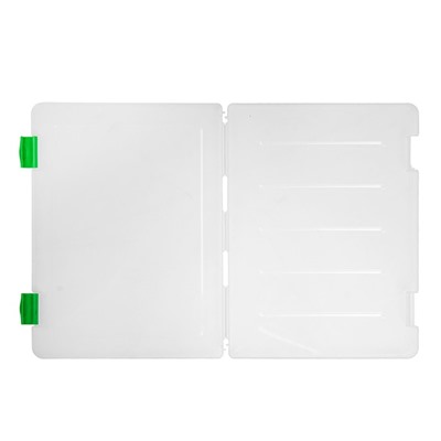 Папка для документов А4, с зелеными защелками, 230 х 305 х 23 мм, прозрачный корпус