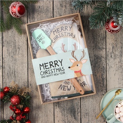 Набор подарочный Доляна Merry Xmas: варежка-прихватка, лопатка силикон