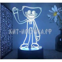Детский ночник светильник светодиодный с 3D эффектом HUGGY WUGGY Хагги Вагги (USB, батарейки) 10 режимов света в ассортименте RoHS200, RoHS200