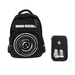 Рюкзак школьный Bruno Visconti, 40 х 30 х 19 см, эргономичная спинка, «Объектив», пенал в подарок