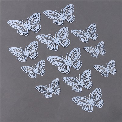 Набор для украшения «Бабочки», набор 12 шт, цвет макарун голубой