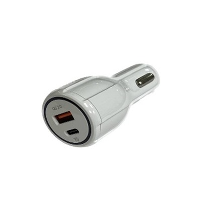 Автомобильное зарядное устройство PD + 1USB AF-348 5V/3A Quick Charge 3.0 (Белый) без упаковки