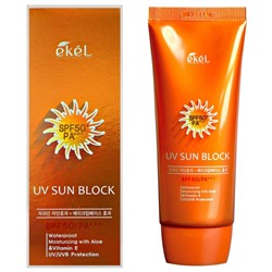 EKEL UV Sun Block - Солнцезащитный крем с Алоэ и витамином Е, SPF50/PA+++