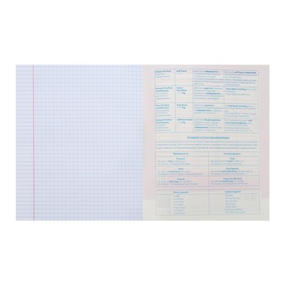 Тетрадь предметная "Тетрадочка", 48 листов в клетку "Английский язык", обложка мелованный картон, выборочный лак, со справочным материалом