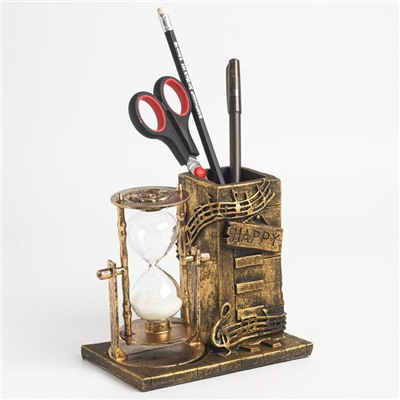 Песочные часы "Ноты", сувенирные, органайзер для канцелярии, 14.5 х 8 х 13 см