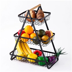 Металлическая корзина для фруктов и овощей 3 уровня