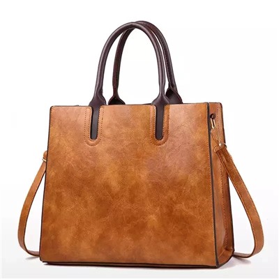 Женская вместительная сумка Экокожа коричневая