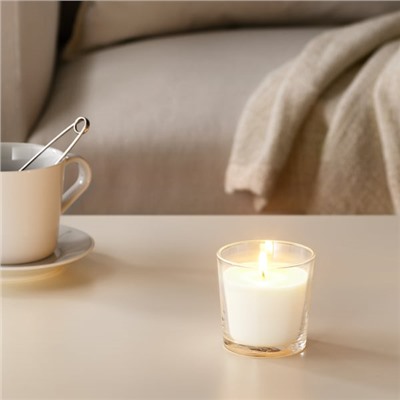SINNLIG СИНЛИГ, Ароматическая свеча в стакане, Сладкая ваниль/естественный, 7.5 см