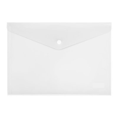 Папка-конверт на кнопке А4, 150 мкм, Calligrata Standard, прозрачная, белая
