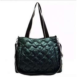 Женская сумка Экокожа+плащевка стеганная с ремнем и молнией зеленый