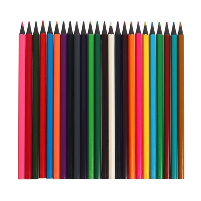 Карандаши 24 цвета в тубусе, корпус шестигранный,пластиковый, чёрное основание
