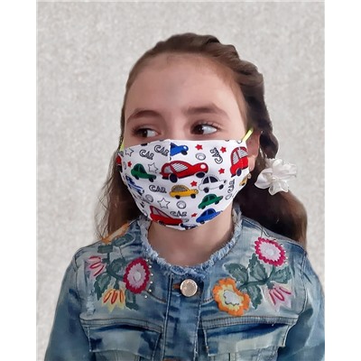 Трикотажная маска для детей "Машинки"