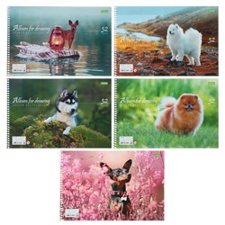 Альбом для рисования А4, 32 листа на гребне «Собаки», обложка мелованный картон, МИКС