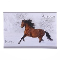 Альбом для рисования А4, 40 листов на скрепке Horse freedom, обложка мелованный картон, ВД-лак, блок офсет 100 г/м2