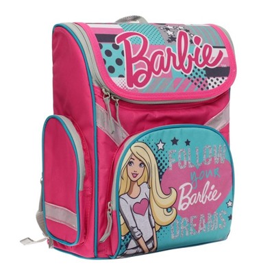Ранец Стандарт Barbie, 35 х 26.5 х 13 см, с наполнением: мешок для обуви, пенал, в подарок кукла Barbie