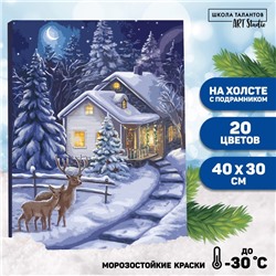Картина по номерам на холсте с подрамником «Зимняя ночь», 40 х 30 см
