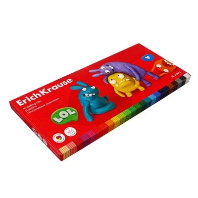 Пластилин 24 цвета, 432 г, ErichKrause "Jolly Friends", со стеком, в картонной упаковке