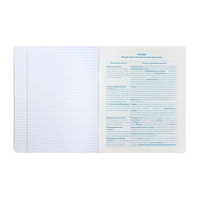 Тетрадь предметная "Яркая цветная", 48 листов в клетку "Биология", обложка мелованный картон, выборочный лак, со справочным материалом