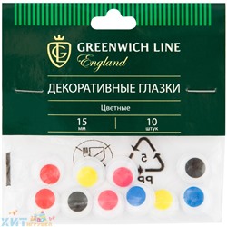 Материал декоративный цветные 15 мм 10 шт "Глазки" Greenwich Line WE_20439, WE_20439