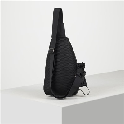 Рюкзак молодёжный на одной лямке, отдел на молнии, наружный карман, цвет чёрный