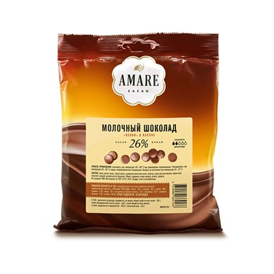 Amare шоколад молочный "Кения" 26 % какао в каплях, 200 г