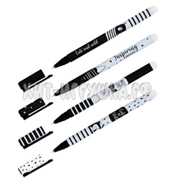 Ручка гелевая стираемая синяя, 0,5 мм, софт-тач "Black&white" в ассортименте MESHU MS_54063, MS_54063