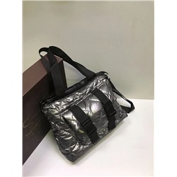 Женская сумка Экокожа+плащевка стеганная с 2-я ремнями серый