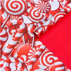 Бумага упаковочная глянцевая, двусторонняя "Лабиринт", красный, 50 х 70 см