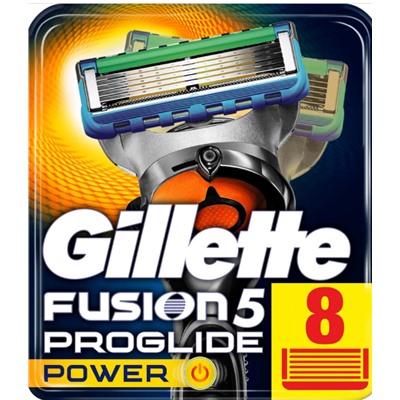 Кассеты для бритвы Джиллетт(ʤɪˈlet) FUSION-5 ProGlide Power (8 шт.) (Оригинал)
