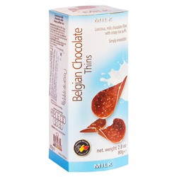 Шоколадные чипсы Belgian Chocolate Thins - Milk, 80 г